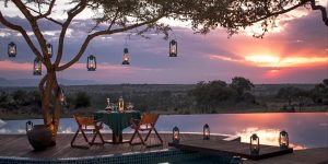 Luxury safari lodge overlooking the Serengeti plains